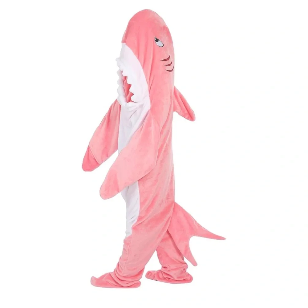 Shark Blanket onsie Wearable Hoodie Cartoon Animals sleeping bag